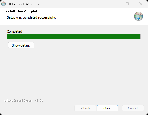 LICEcap インストール完了