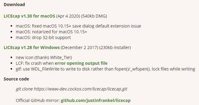 LICEcap ダウンロード
