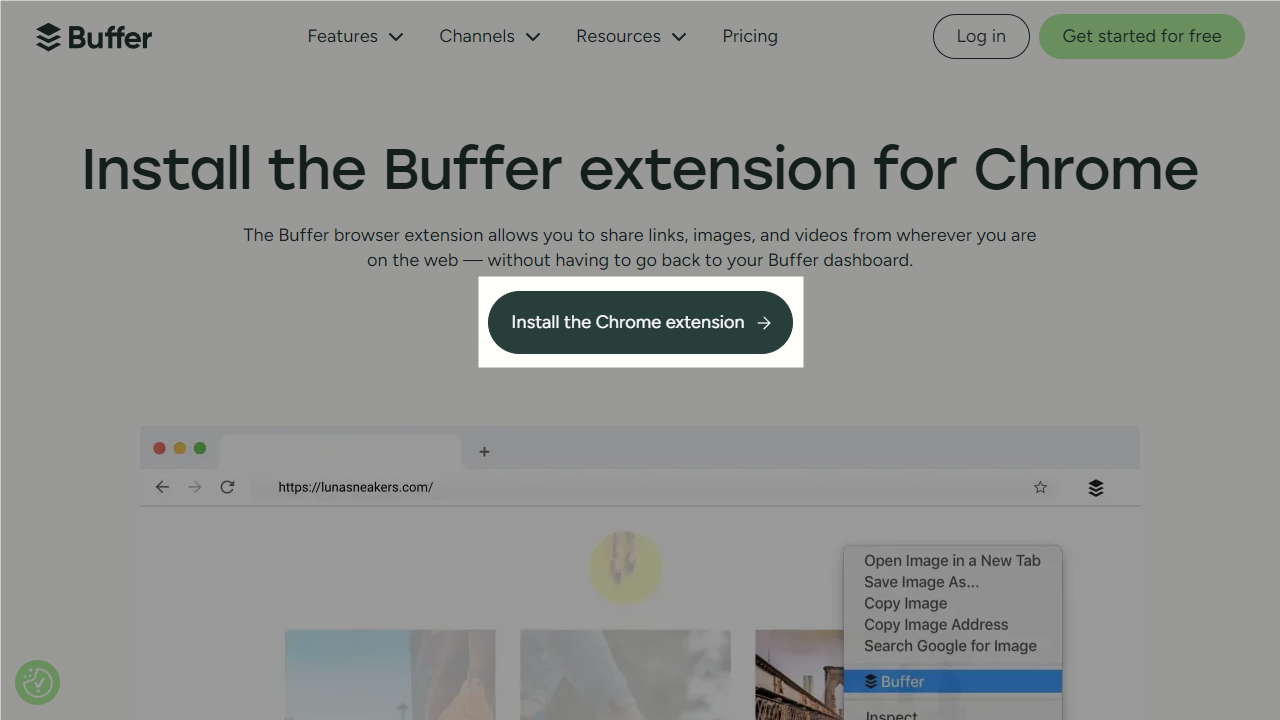 Buffer ブラウザ拡張機能インストール画面