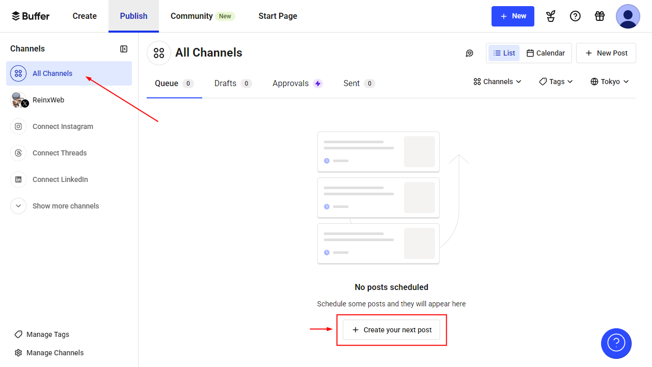 Bufferで複数SNSに一括投稿