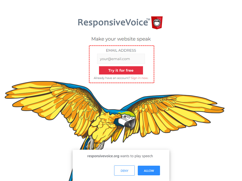 ResponsiveVoice アカウント作成