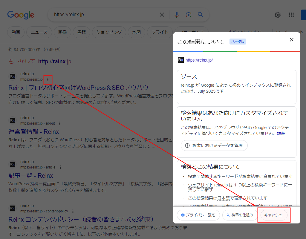 Google キャッシュ