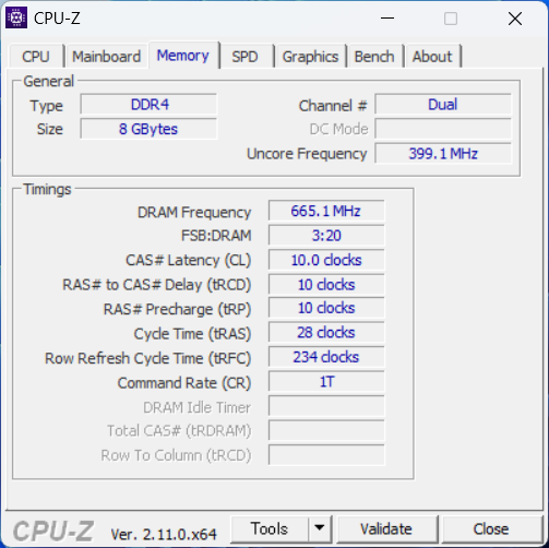 CPU-Z メモリ情報