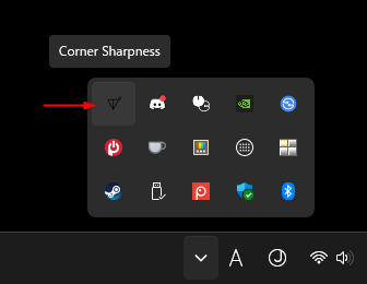 タスクトレイに常駐しているCorner Sharpness